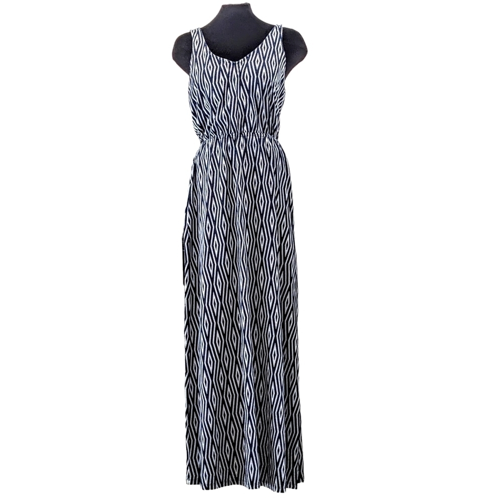 Gap Maxi Dress Argyle Print Blue White Sz Small Long